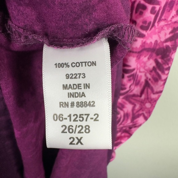 Only Necessities Muu Muu Dress Nightgown Womens 2X Pink Purple Lounge Batik Boho - Picture 4 of 9